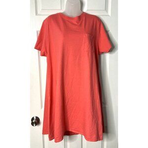 1990s Vintage Moda Int'l Coral A-Line Cotton Summer Dress - Size XL - EUC
